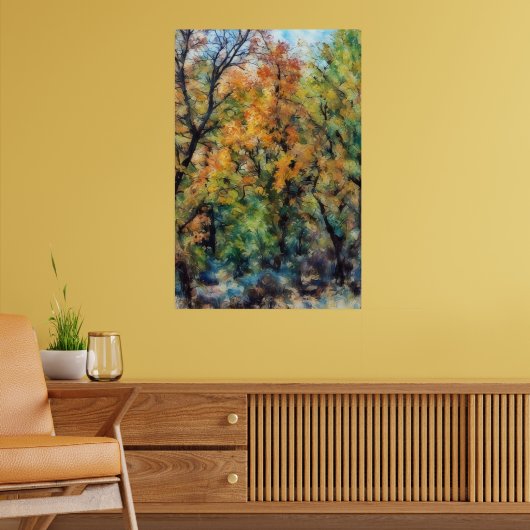 Herfst Herfst Seizoen Eikenboom Abstracte Kunst Po Poster (Woonkamer 2)