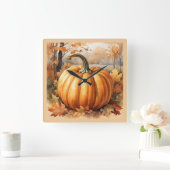 Herfst Herfst Seizoen Pompoen Theme Vierkante Klok (Huis)
