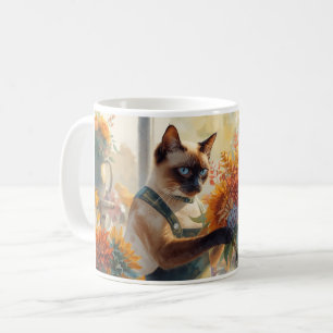 Herfst Herfst Siamese Kattenbloemist bloemschikken Koffiemok