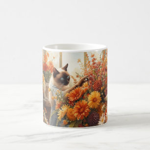 Herfst Herfst Siamese Kattenbloemist bloemschikken Koffiemok