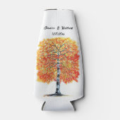 Herfst Herfst Sinaasappel Bladeren Berkenboom Huwe Flesjeskoeler (Voorkant)