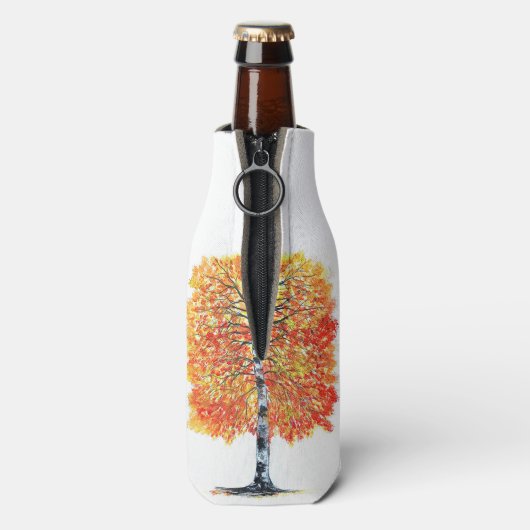 Herfst Herfst Sinaasappel Bladeren Berkenboom Huwe Flesjeskoeler (Fles Achterkant)