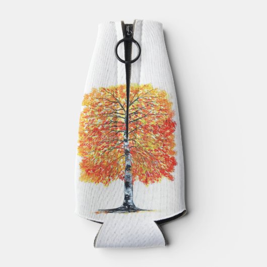 Herfst Herfst Sinaasappel Bladeren Berkenboom Huwe Flesjeskoeler (Achterkant)