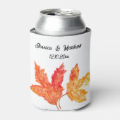 Herfst Herfst Sinaasappel bladeren Waterverf bruil Blikjeskoeler (Blikje Voorkant)