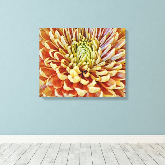 Herfst Herfst Sinaasappel Bloem Canvas Art Print (Insitu (Houten vloer))