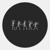 Herfst Herfst Skeleton Dansen Ronde Sticker (Voorkant)