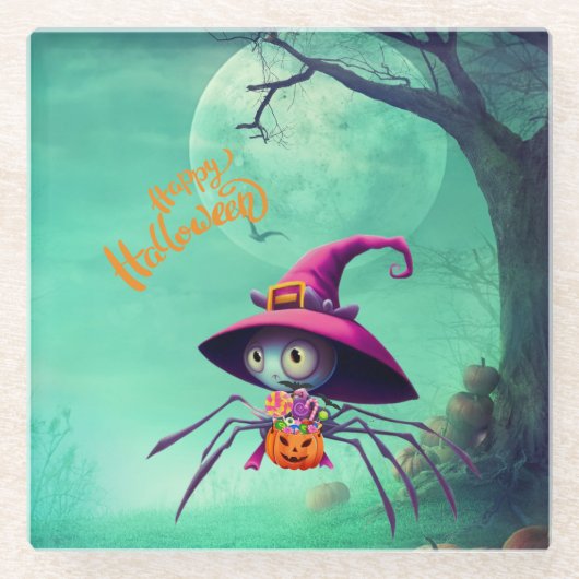 Herfst/herfst/spin/heks/halloween Glazen Onderzetter (Voorkant)