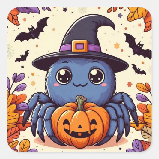 Herfst/herfst/spin/heks/halloween Vierkante Sticker (Voorkant)