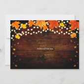 Herfst Herfst String Lights Hout Huwelijksuitnodig Kaart (Achterkant)