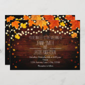 Herfst Herfst String Lights Hout Huwelijksuitnodig Kaart (Voorkant / Achterkant)