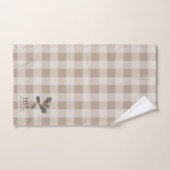 Herfst Herfst Taupe Plaid Modern gebladerte Monogr Bad Handdoek (Handdoek)