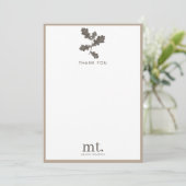 Herfst Herfst Taupe Plaid Modern gebladerte Monogr Bedankkaart (Staand voorkant)