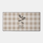 Herfst Herfst Taupe Plaid Modern gebladerte Monogr Bureaumat (Voorkant)