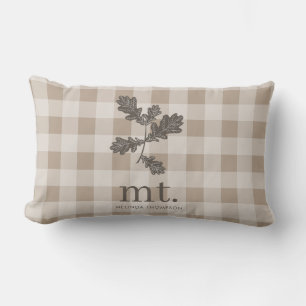 Herfst Herfst Taupe Plaid Modern gebladerte Monogr Kussen