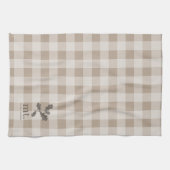 Herfst Herfst Taupe Plaid Modern gebladerte Monogr Theedoek (Horizontaal)