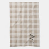 Herfst Herfst Taupe Plaid Modern gebladerte Monogr Theedoek (Verticaal)