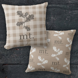 Herfst Herfst Taupe Plaid Moderne Monogram Initial Kussen
