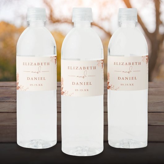 Herfst Herfst Terracotta Bloemenbruiloft Waterfles Etiket