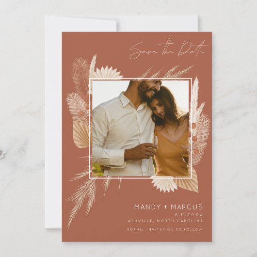 Herfst Herfst Terracotta Fotobruiloft Save The Date (Voorkant)