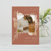 Herfst Herfst Terracotta Fotobruiloft Save The Date (Staand voorkant)