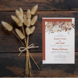 Herfst herfst Terracotta Rustic Floral Wedding Kaart