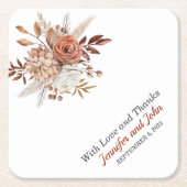 Herfst herfst Terracotta Rustic Floral Wedding Kartonnen Onderzetters (Voorkant)