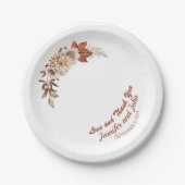 Herfst herfst Terracotta Rustic Floral Wedding Papieren Bordje (Voorkant)