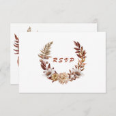 Herfst herfst Terracotta Rustic Floral Wedding RSVP Kaartje (Voorkant / Achterkant)