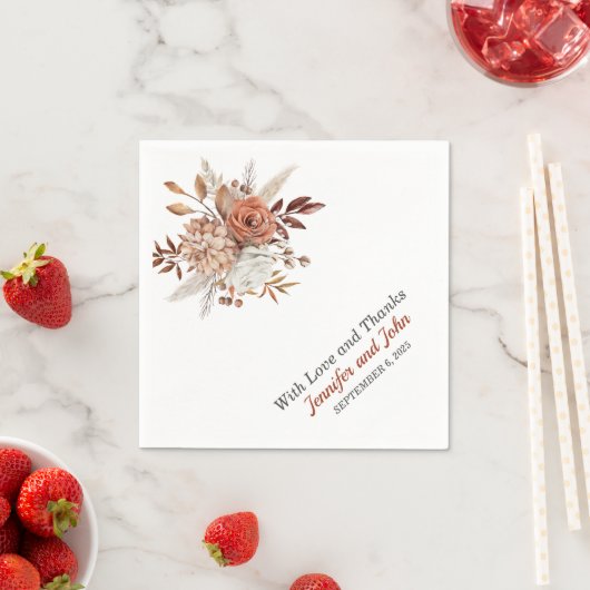 Herfst herfst Terracotta Rustic Floral Wedding Servet (Insitu)