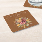 Herfst Herfst Terracotta rustieke Waterverf bruilo Kartonnen Onderzetters (Schuin)