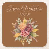 Herfst Herfst Terracotta rustieke Waterverf bruilo Kartonnen Onderzetters (Voorkant)