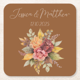 Herfst Herfst Terracotta rustieke Waterverf bruilo Kartonnen Onderzetters