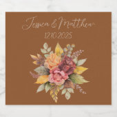 Herfst Herfst Terracotta rustieke Waterverf bruilo Likeurfles Etiket (Enkel label)