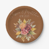 Herfst Herfst Terracotta rustieke Waterverf bruilo Papieren Bordje (Voorkant)