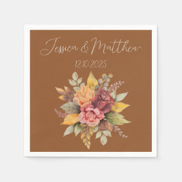 Herfst Herfst Terracotta rustieke Waterverf bruilo Servet