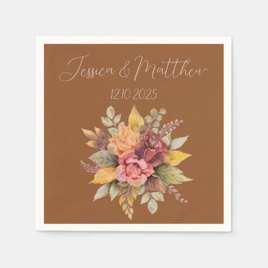 Herfst Herfst Terracotta rustieke Waterverf bruilo Servet (Voorkant)
