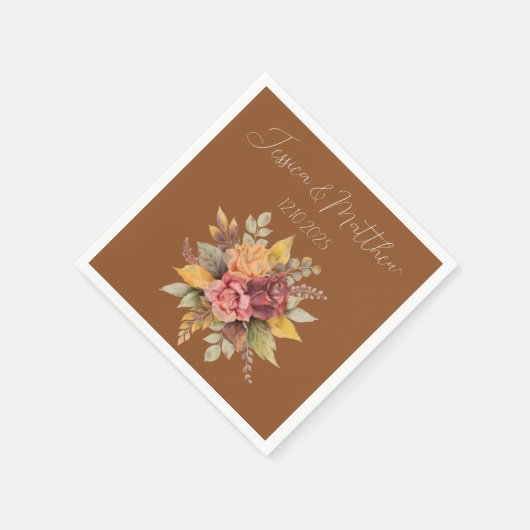 Herfst Herfst Terracotta rustieke Waterverf bruilo Servet (Hoek)