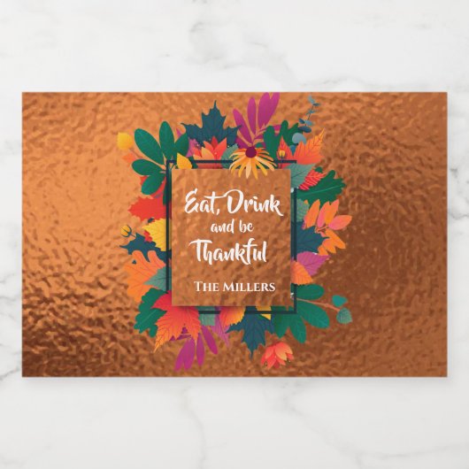 Herfst herfst Thanksgiving lekt op koper Likeurfles Etiket (Enkel label)