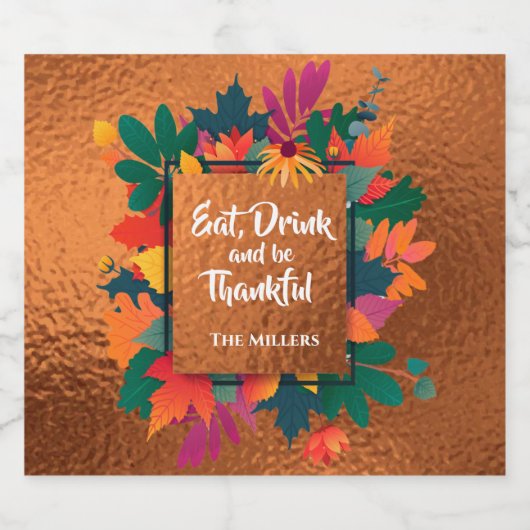 Herfst herfst Thanksgiving lekt op koper Sparkling Wijnetiket (Enkel label)