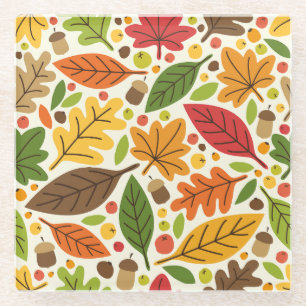 Herfst Herfst Thanksgiving Oogst Bladeren Vallen Glazen Onderzetter
