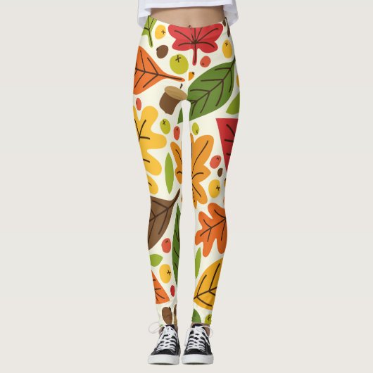 Herfst Herfst Thanksgiving Oogst Bladeren Vallen Leggings (Voorkant)