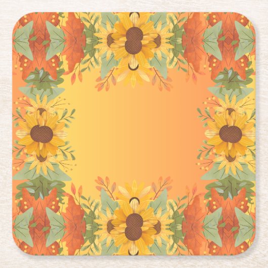 Herfst Herfst Thanksgiving Oogst Bloemen Bloemen Kartonnen Onderzetters (Voorkant)