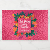 Herfst herfst Thanksgiving op warm roze Likeurfles Etiket (Enkel label)