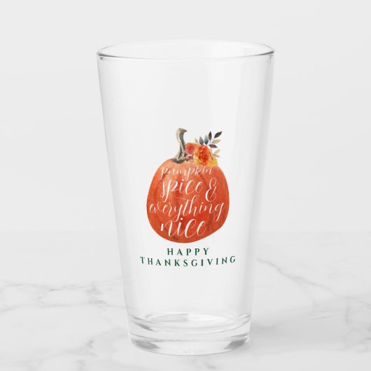 Herfst Herfst Thanksgiving Partij Waterverf Pompoe Glas (Voorkant)