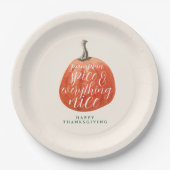 Herfst Herfst Thanksgiving Partij Waterverf Pompoe Papieren Bordje (Voorkant)