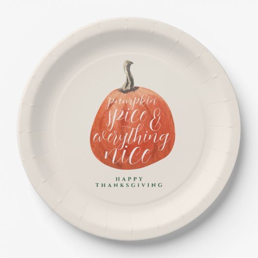 Herfst Herfst Thanksgiving Partij Waterverf Pompoe Papieren Bordje (Voorkant)