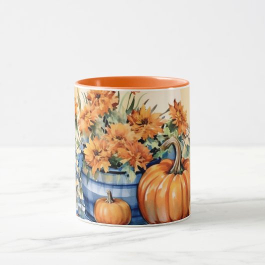 Herfst Herfst Thanksgiving pompoen en bloemen Mok (Midden)