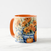 Herfst Herfst Thanksgiving pompoen en bloemen Mok (Voorkant links)