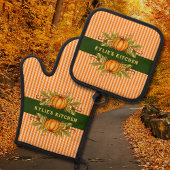 Herfst herfst Thanksgiving pompoenen Sinaasappel g Ovenwant & Pannenlap Set