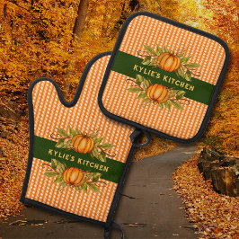 Herfst herfst Thanksgiving pompoenen Sinaasappel g Ovenwant & Pannenlap Set
